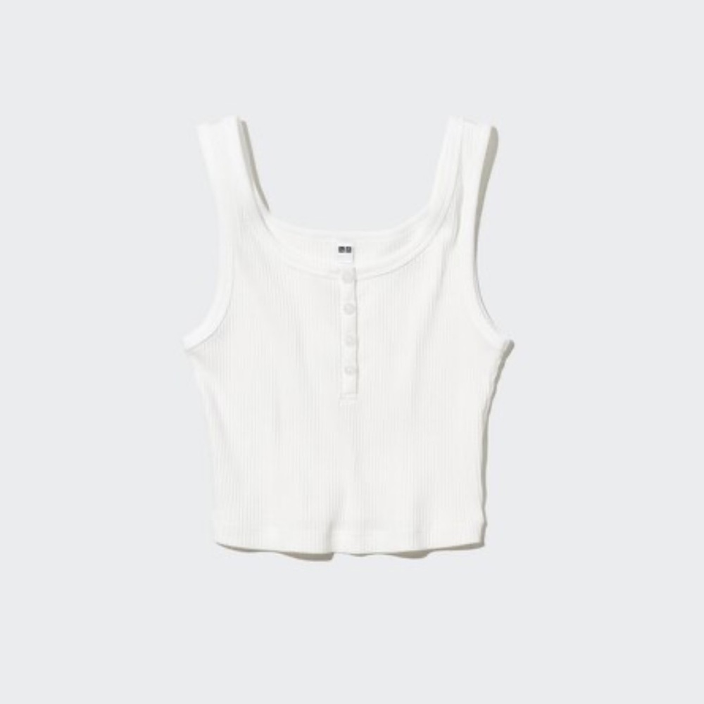 White Uniqlo Cropped Tank Top